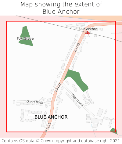Map showing extent of Blue Anchor as bounding box