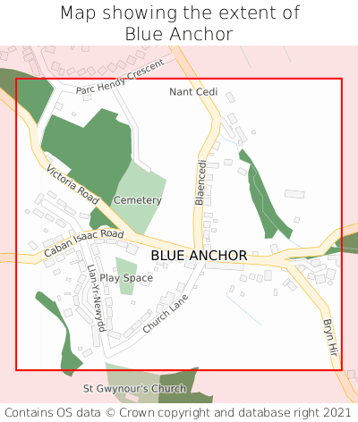 Map showing extent of Blue Anchor as bounding box