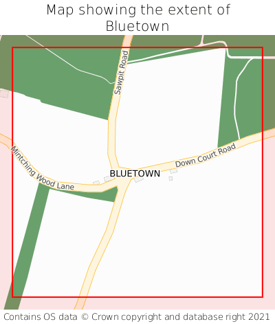 Map showing extent of Bluetown as bounding box