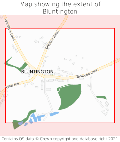 Map showing extent of Bluntington as bounding box