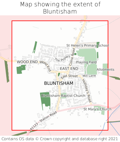 Map showing extent of Bluntisham as bounding box