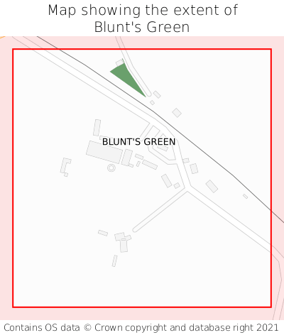 Map showing extent of Blunt's Green as bounding box