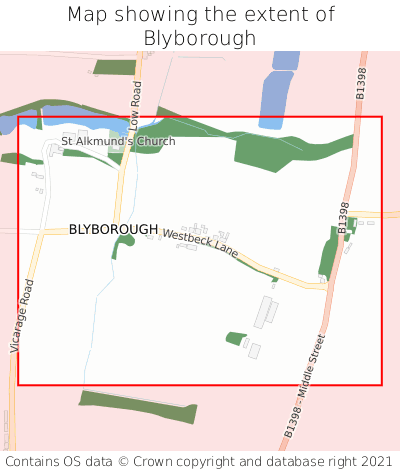 Map showing extent of Blyborough as bounding box