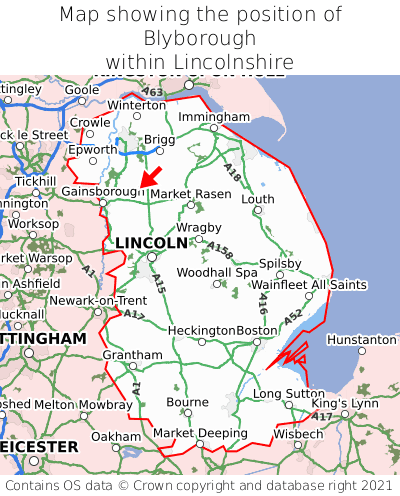Map showing location of Blyborough within Lincolnshire