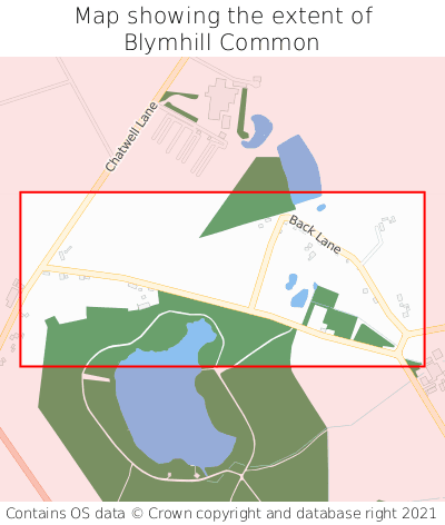 Map showing extent of Blymhill Common as bounding box