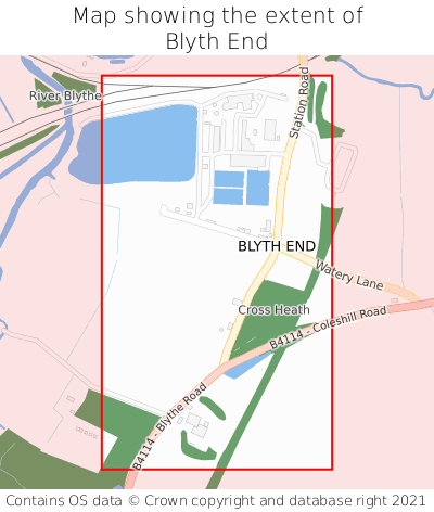 Map showing extent of Blyth End as bounding box
