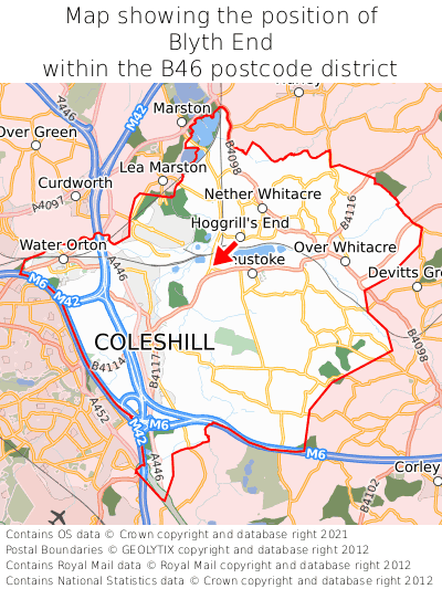 Map showing location of Blyth End within B46