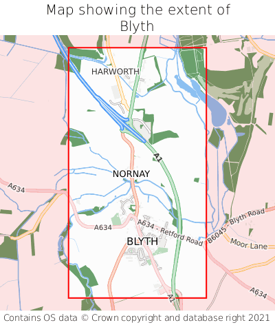 Map showing extent of Blyth as bounding box