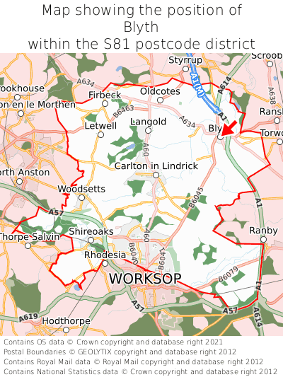 Map showing location of Blyth within S81