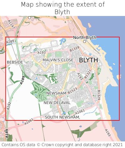 Map showing extent of Blyth as bounding box
