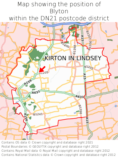 Map showing location of Blyton within DN21
