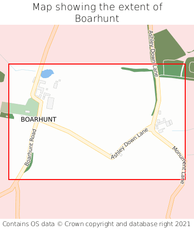 Map showing extent of Boarhunt as bounding box