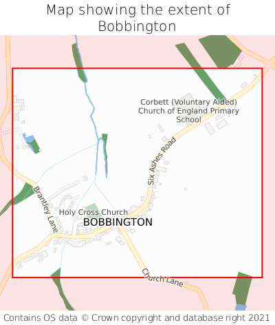 Map showing extent of Bobbington as bounding box