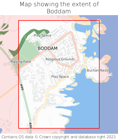 Map showing extent of Boddam as bounding box