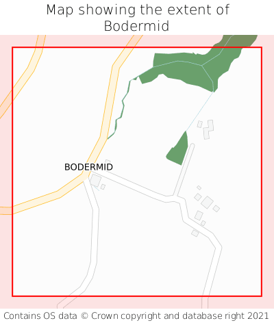 Map showing extent of Bodermid as bounding box