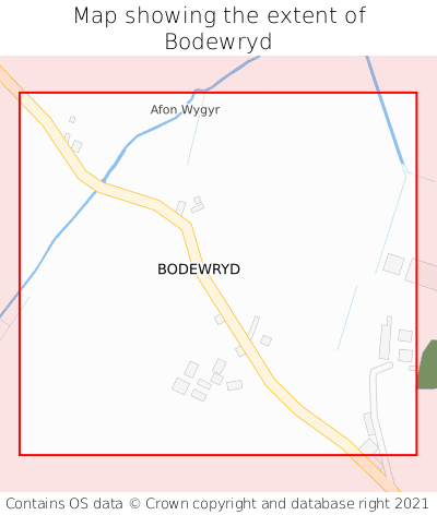 Map showing extent of Bodewryd as bounding box