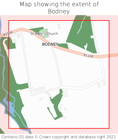 Map showing extent of Bodney as bounding box