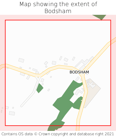 Map showing extent of Bodsham as bounding box