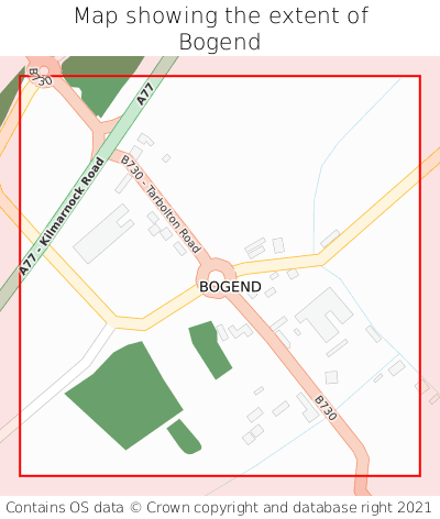 Map showing extent of Bogend as bounding box