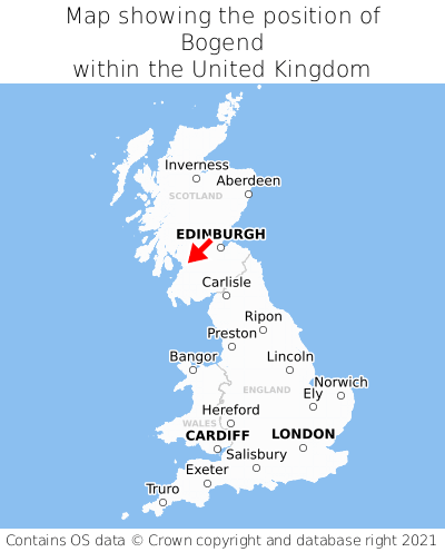 Map showing location of Bogend within the UK