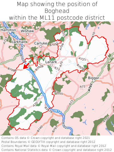 Map showing location of Boghead within ML11
