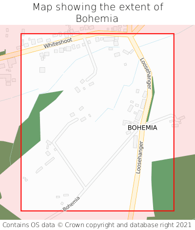 Map showing extent of Bohemia as bounding box