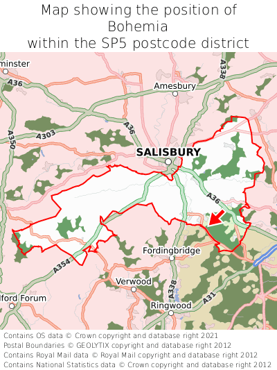 Map showing location of Bohemia within SP5
