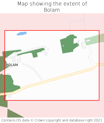 Map showing extent of Bolam as bounding box