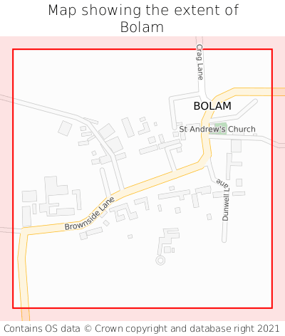 Map showing extent of Bolam as bounding box