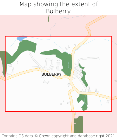 Map showing extent of Bolberry as bounding box