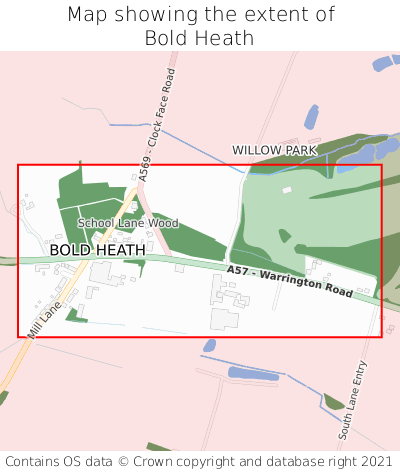 Map showing extent of Bold Heath as bounding box