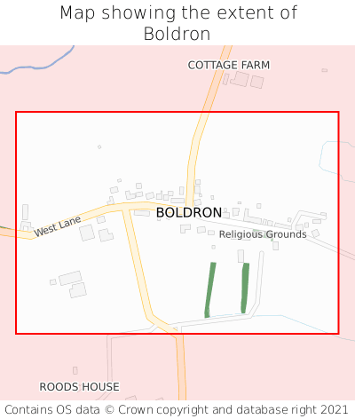 Map showing extent of Boldron as bounding box