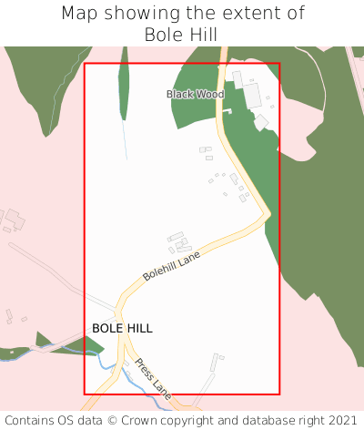 Map showing extent of Bole Hill as bounding box