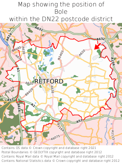 Map showing location of Bole within DN22