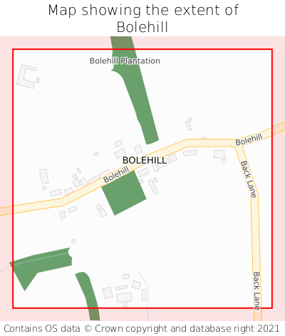 Map showing extent of Bolehill as bounding box