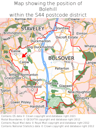 Map showing location of Bolehill within S44