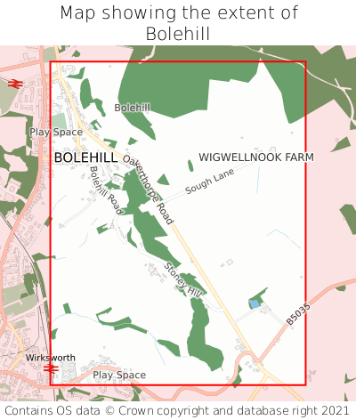 Map showing extent of Bolehill as bounding box