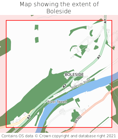 Map showing extent of Boleside as bounding box