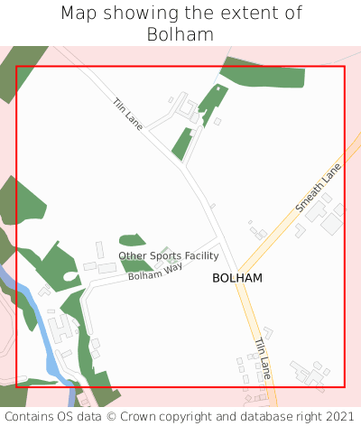 Map showing extent of Bolham as bounding box