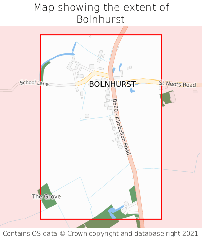 Map showing extent of Bolnhurst as bounding box