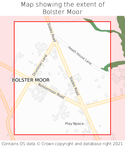 Map showing extent of Bolster Moor as bounding box