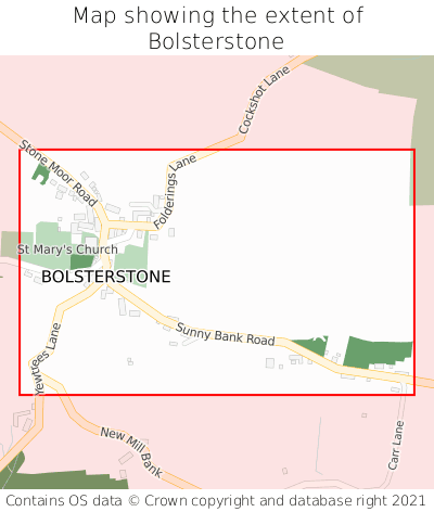 Map showing extent of Bolsterstone as bounding box
