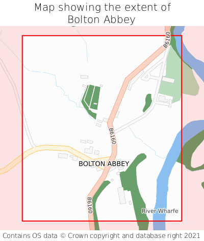 Map showing extent of Bolton Abbey as bounding box