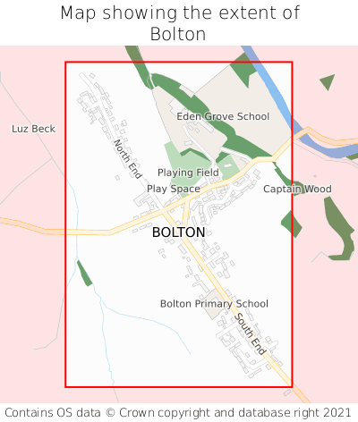 Map showing extent of Bolton as bounding box