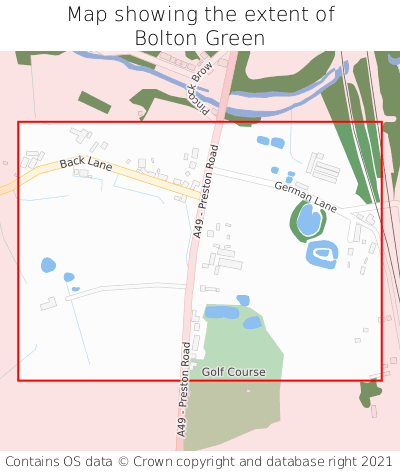 Map showing extent of Bolton Green as bounding box