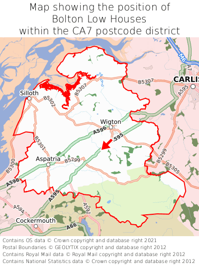 Map showing location of Bolton Low Houses within CA7