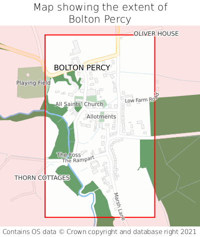 Map showing extent of Bolton Percy as bounding box
