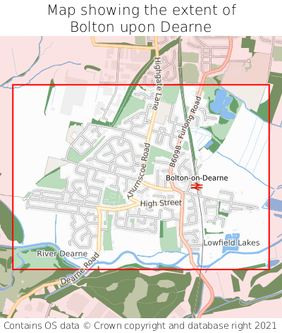 Map showing extent of Bolton upon Dearne as bounding box