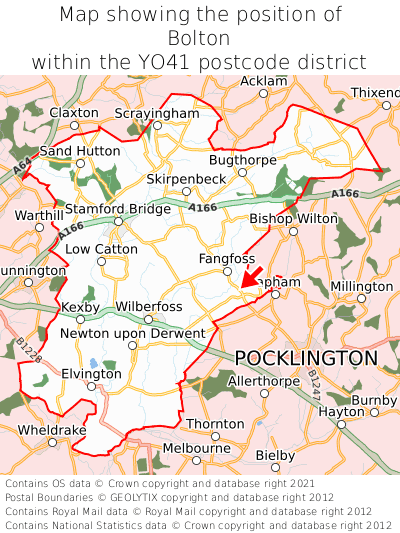 Map showing location of Bolton within YO41
