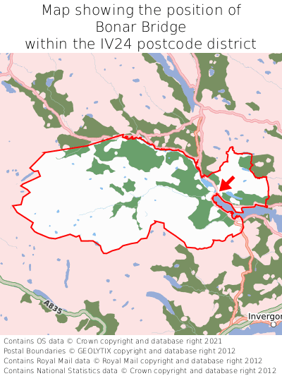 Map showing location of Bonar Bridge within IV24
